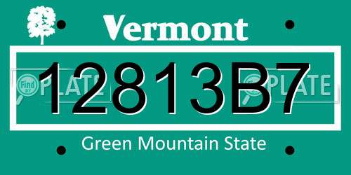 12813B7 Vermont License Plate