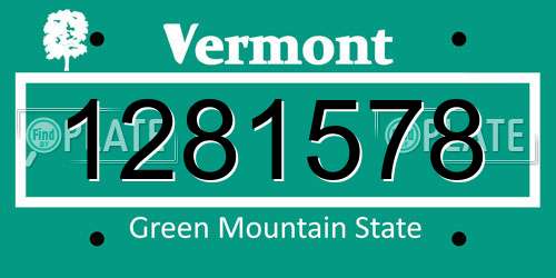 1281578 Vermont License Plate