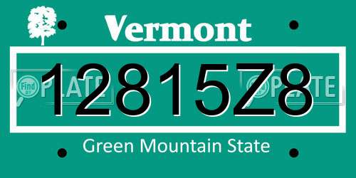 12815Z8 Vermont License Plate