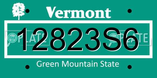 12823S6 Vermont License Plate