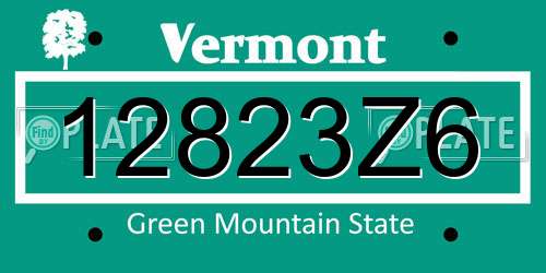 12823Z6 Vermont License Plate