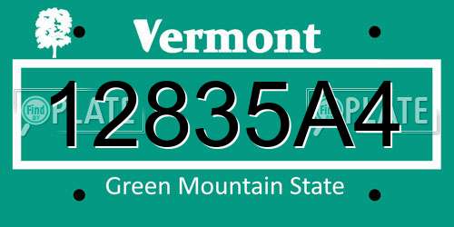 12835A4 Vermont License Plate