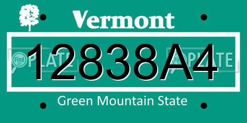 12838A4 Vermont License Plate