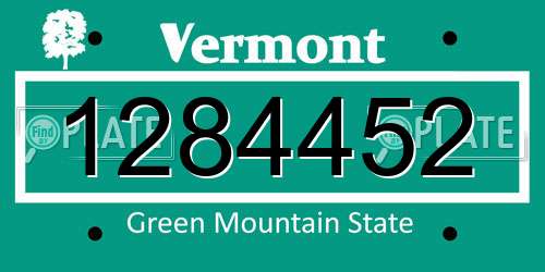 1284452 Vermont License Plate