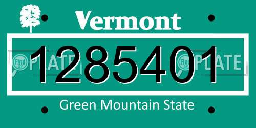 1285401 Vermont License Plate
