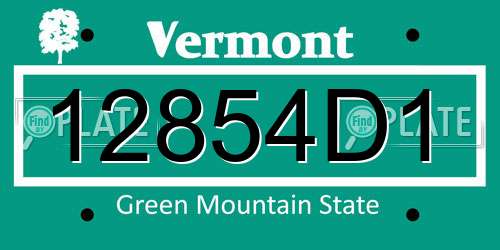12854D1 Vermont License Plate