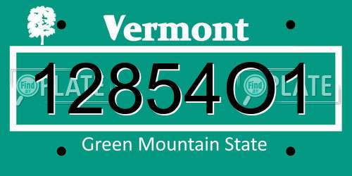 12854O1 Vermont License Plate