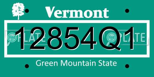 12854Q1 Vermont License Plate