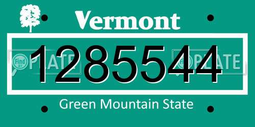 1285544 Vermont License Plate