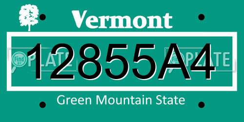 12855A4 Vermont License Plate