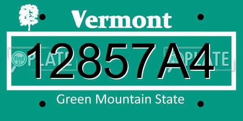 12857A4 Vermont License Plate