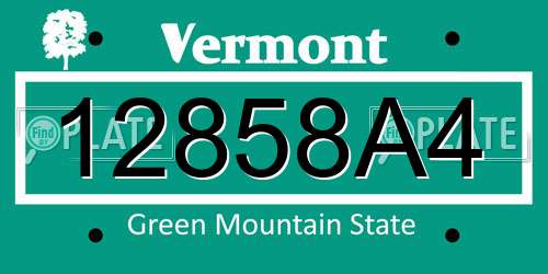 12858A4 Vermont License Plate