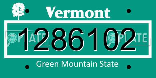 1286102 Vermont License Plate