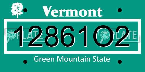 12861O2 Vermont License Plate