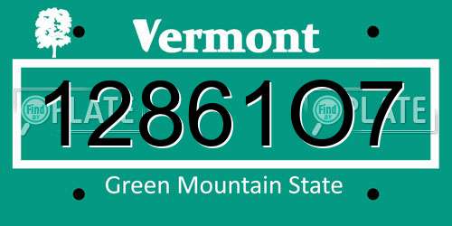 12861O7 Vermont License Plate