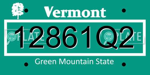 12861Q2 Vermont License Plate