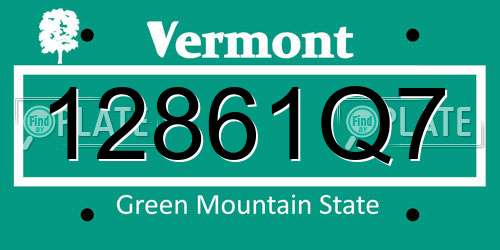 12861Q7 Vermont License Plate