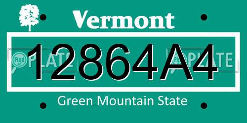 12864A4 Vermont License Plate