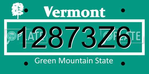 12873Z6 Vermont License Plate