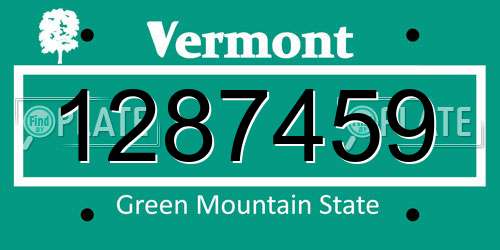 1287459 Vermont License Plate