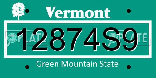 12874S9 Vermont License Plate