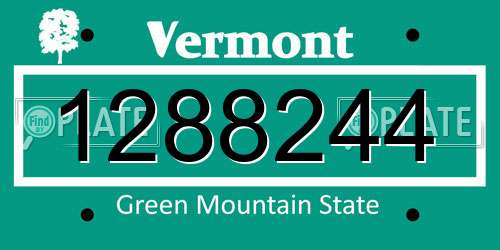 1288244 Vermont License Plate