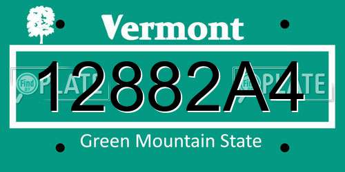 12882A4 Vermont License Plate