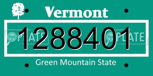 1288401 Vermont License Plate