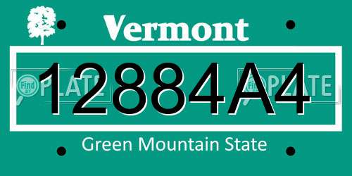 12884A4 Vermont License Plate