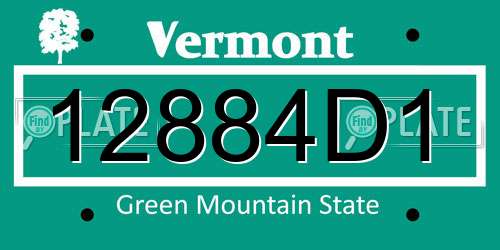 12884D1 Vermont License Plate