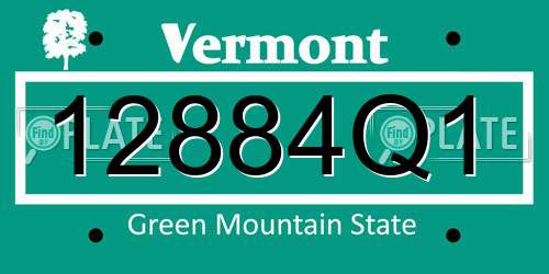 12884Q1 Vermont License Plate