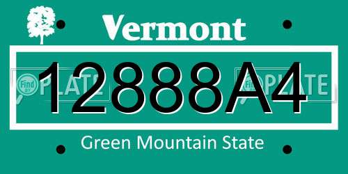 12888A4 Vermont License Plate