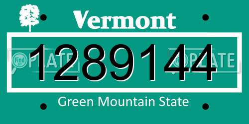 1289144 Vermont License Plate