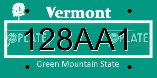 128AA1 Vermont License Plate