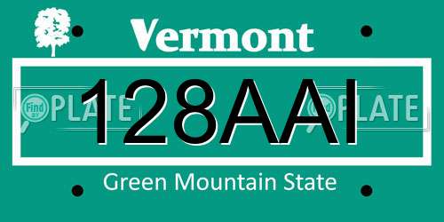128AAI Vermont License Plate