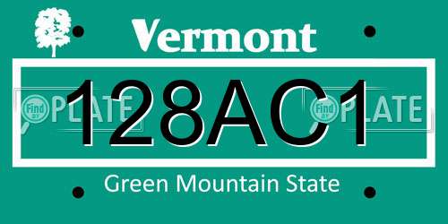 128AC1 Vermont License Plate