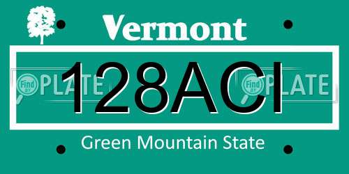 128ACI Vermont License Plate