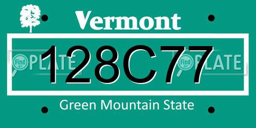 128C77 Vermont License Plate