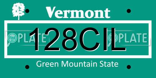 128CIL Vermont License Plate