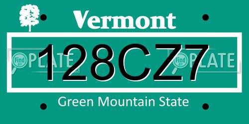 128CZ7 Vermont License Plate