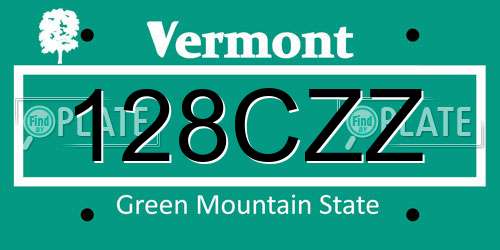 128CZZ Vermont License Plate