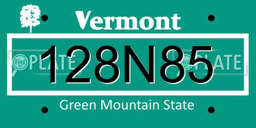 128N85 Vermont License Plate