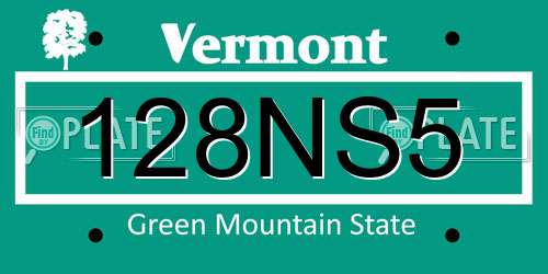 128NS5 Vermont License Plate
