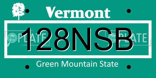 128NSB Vermont License Plate