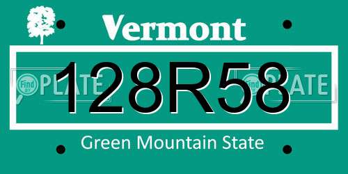 128R58 Vermont License Plate