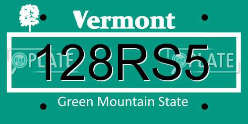 128RS5 Vermont License Plate