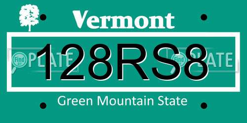 128RS8 Vermont License Plate