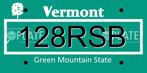 128RSB Vermont License Plate