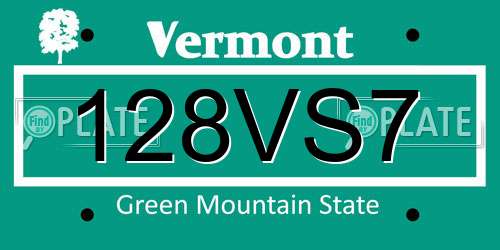 128VS7 Vermont License Plate
