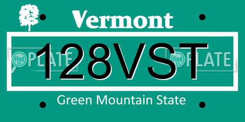 128VST Vermont License Plate